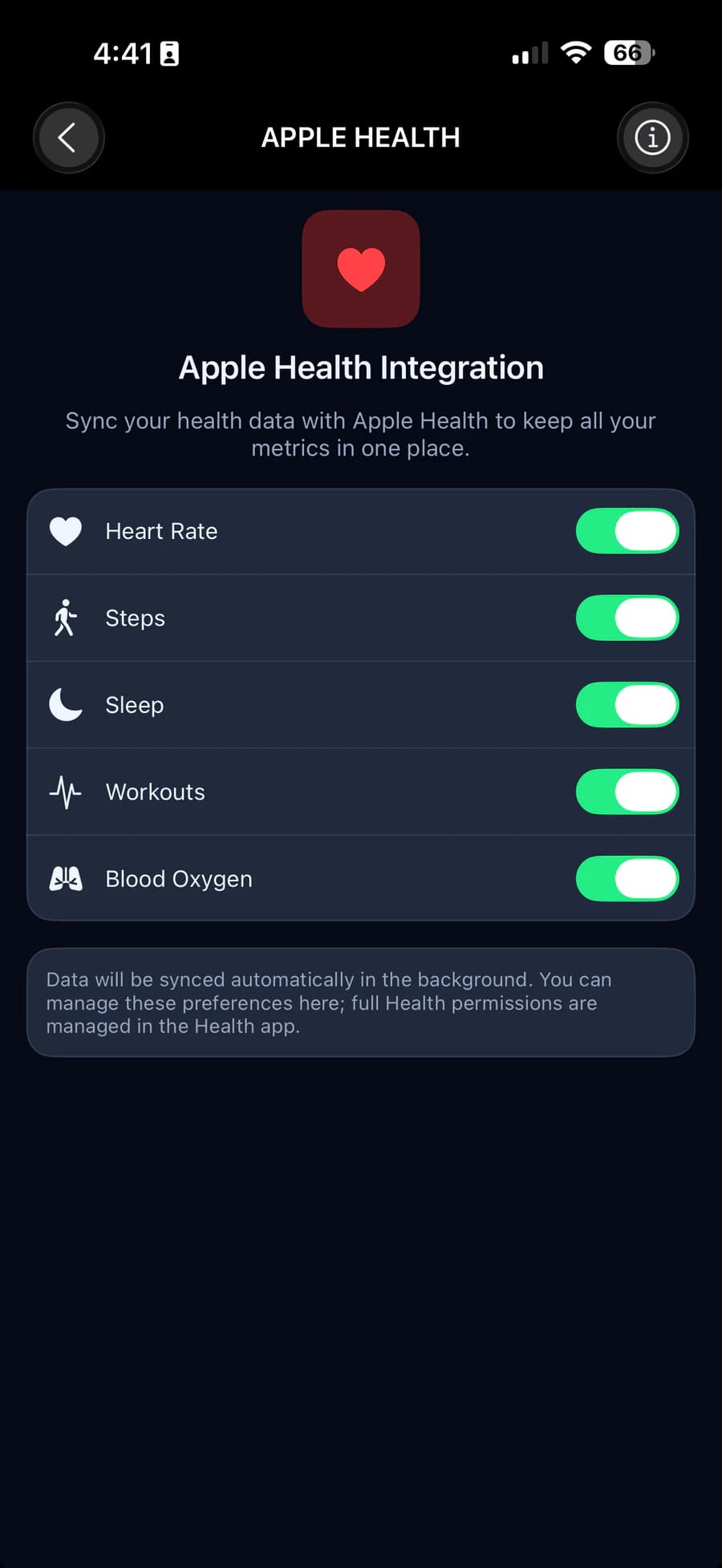 Apple Health settings in the HLTH app